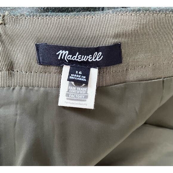 Madewell Wool Skirt Cargo Pockets Fully Lined Khaki/Army Green Size 16 - Picture 6 of 7